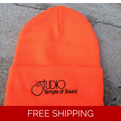 Le Studio Winter Hat Orange Black Front Logo TOS